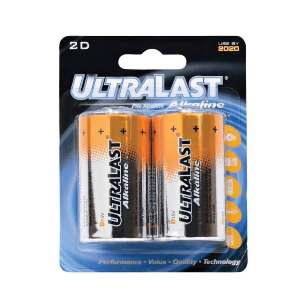 Pilas alcalinas D paquete de 2 unidades - ULA2D - MaxiTec