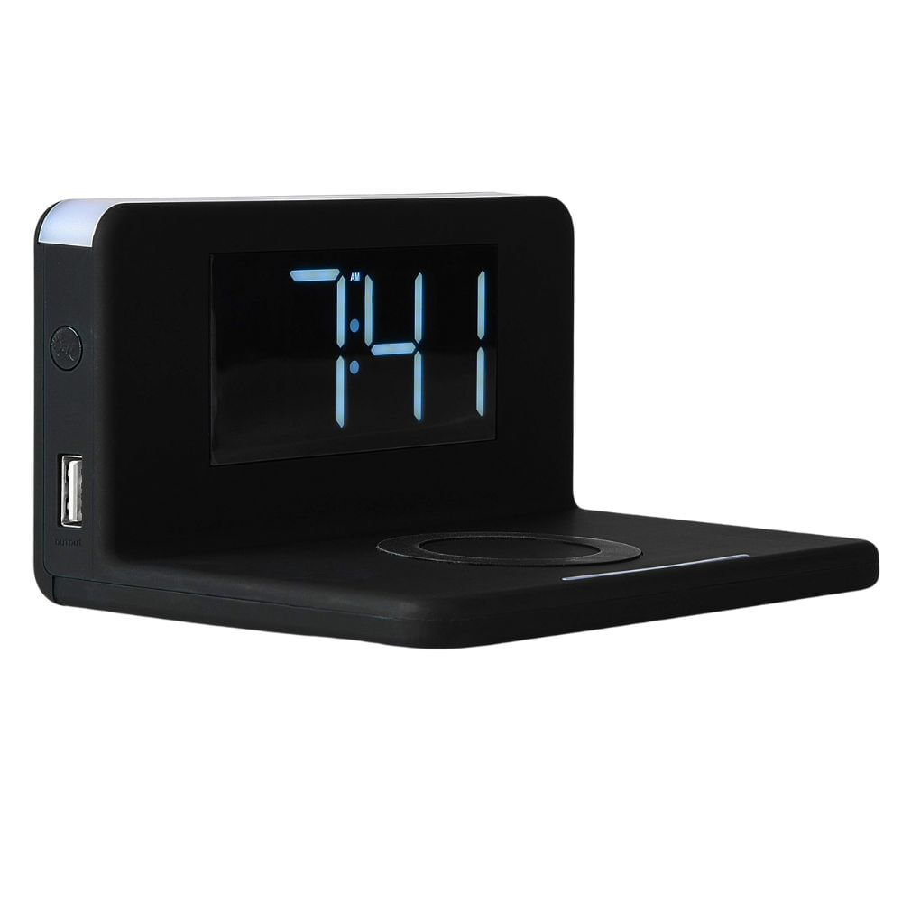 Reloj despertador con cargador inalámbrico para celular y smart