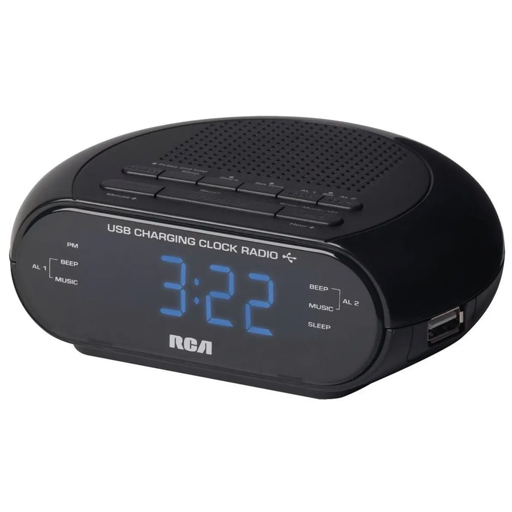Radio reloj despertador con doble alarma y cargador USB - RC207A - MaxiTec