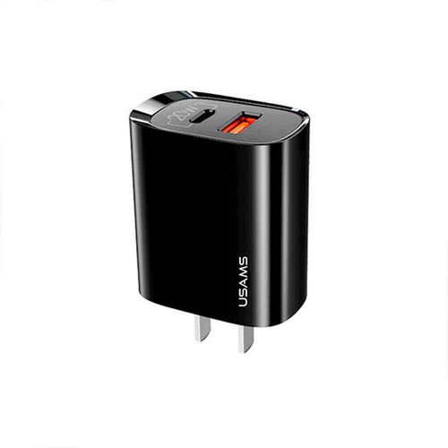 USAMS-Adapatador-de-corriente-ultra-rapido-doble--USB-y-USB-C-color-Negro-290-9091