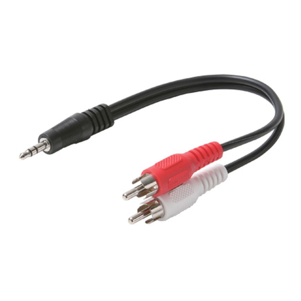 Cable Plug 3.5 mm a 2 Plug RCA de 15 cm - Ultradelgado y Alta Calidad -  255-037 - MaxiTec