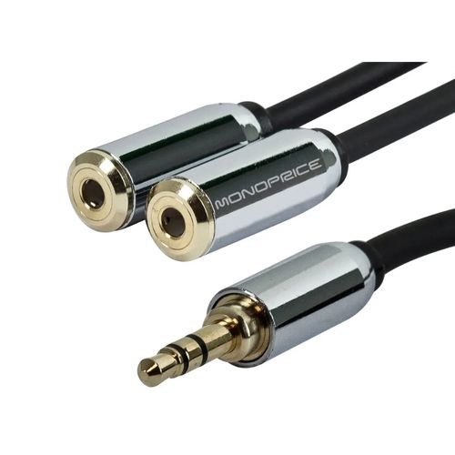MONOPRICE-Cable-divisor-de-audio-estereo-3.5mm--macho--a-2-3.5mm--hembra--15.24cm-150-3553