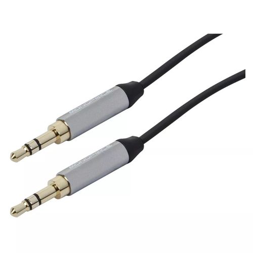 MONOPRICE Cable de Audio de 91cm - Negro | Conectores Macho de 3.5mm Estéreo, Bañados en Oro 150-3778