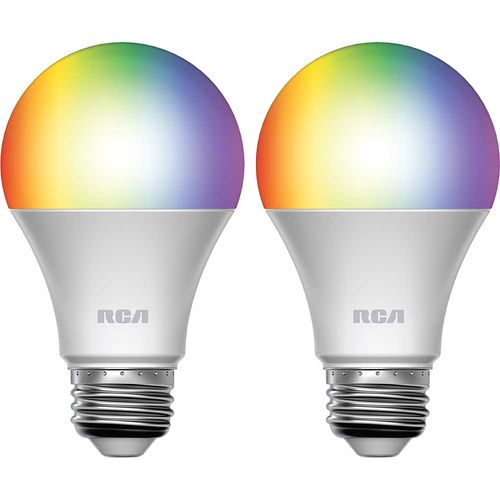 RCA Paquete de 2 Bombillas LED Inteligentes Multicolor RCA A19RGBCCT2 - Regulables y Wi-Fi 610-6154