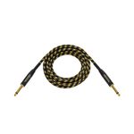MONOPRICE Cable de Instrumento y Guitarra Cloth Series 4.57m TS 6.35mm Macho 20AWG - Negro y Dorado 150-3777
