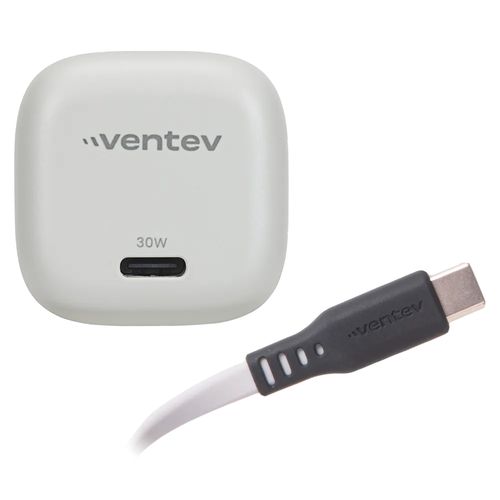 VENTEV Cargador de Pared y Cable USB-C Ventev 30W PD PPS Mini Blanco - Carga Rápida y Eficaz 290-9144