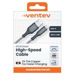 VENTEV Cable Trenzado Ventev USB-A a Micro USB de Alta Velocidad 1.8m 120-2988