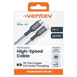 VENTEV Cable Trenzado Ventev USB-C a Apple Lightning de Alta Velocidad 1.8m 120-2987