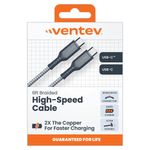 VENTEV Cable Trenzado Ventev USB-C a USB-C de Alta Velocidad 1.8m 120-2986