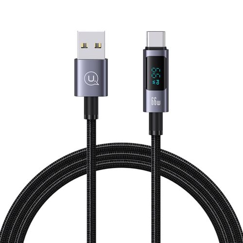 USAMS Cable de Carga Rápida USB-C a USB-A 66W con Pantalla Digital 1.2m 120-2993